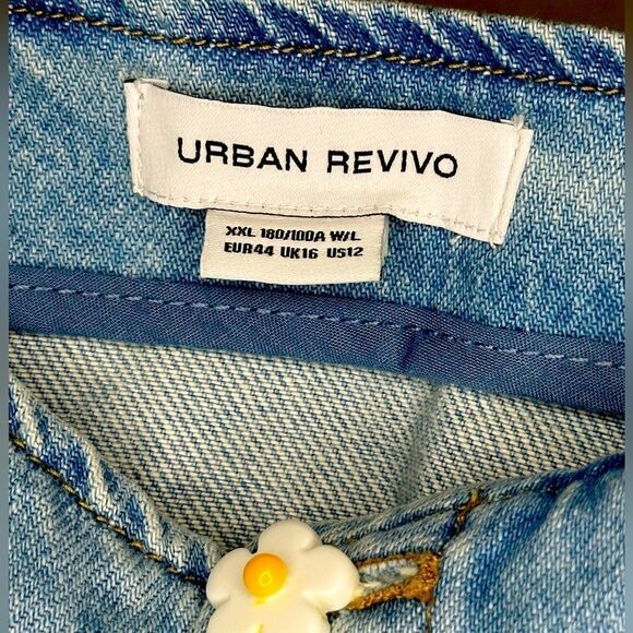 ASOS Urban Revivo Denim Cami Mini Dress with Daisy Buttons in Blue - Picture 8 of 10